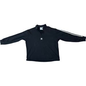 Adidas Men's Classic Black And White Pullover Quarter Zip Sweatshirt